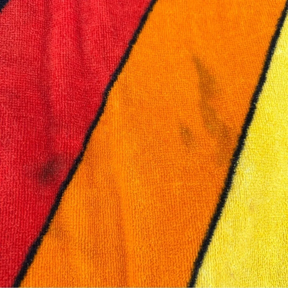 Vintage 80s TerriMondo Retro Rainbow Beach Towel 54 x 28.5 Cotton Israel FLAWS
